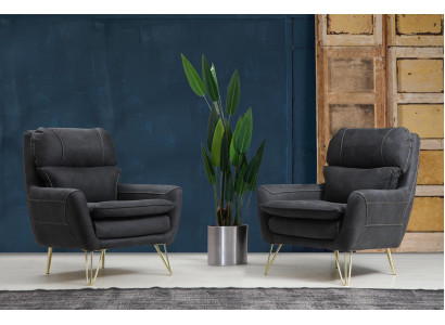 Zetel Zit Zitter Design Woonkamer Bekleding Luxe Zwart Wachtkamer