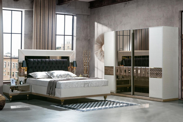 Luxe bed met glaselementen tweepersoonsbed bedframe meubels 180x200