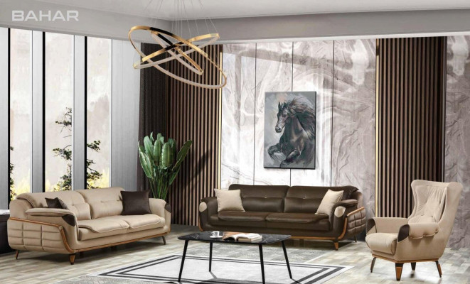 Bank 3-zits fauteuil design gestoffeerde stoel klassiek ontwerp woonkamer