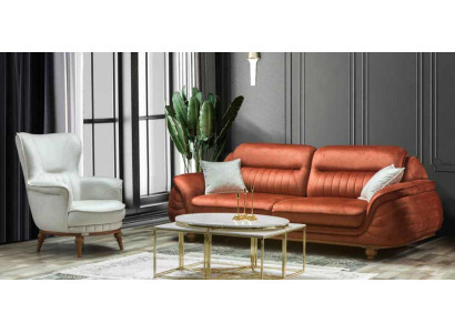 Sofa 3 zits + fauteuil Woonkamerbank Bankstellen Fauteuil Stoffen meubels Luxe