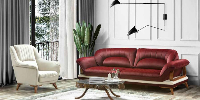 Bank 3-zits design fauteuil gestoffeerde stoel klassiek design driezits