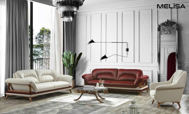Bank 3-zits design fauteuil gestoffeerde stoel klassiek design driezits