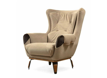 Fauteuil Stoel Klassiek Tv Woonkamer Bekleding Eenzitter Stof Beige