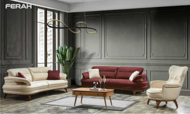 Groep bankstel 3+3+1 zits luxe bank fauteuil banken stoffen set.