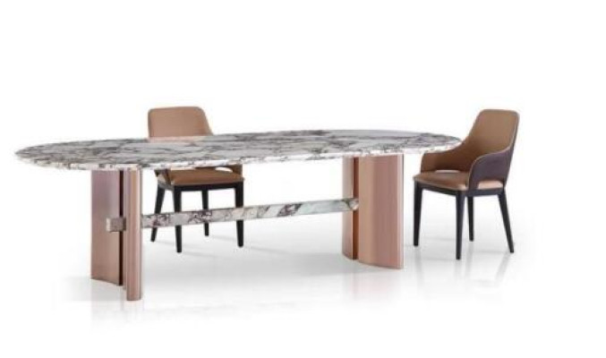Eetkamer meubels roestvrij staal ovaal eettafel tafel design tafels luxe meubels