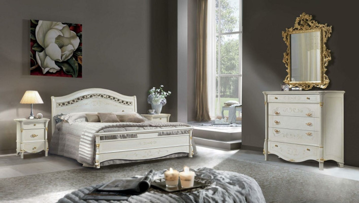 Klassiek bed Tweepersoonsbed Bedden Slaapkamer Hout Italiaanse meubels