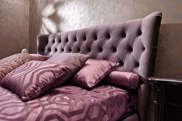 Bed Bekleding Ontwerp Luxe Tweepersoons Hotelbedden Slaapkamer Luxe Paars