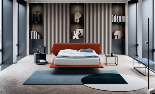 Tweepersoonsbed Bedden Ontwerp Bekleed Slaapkamer 200x200cm Modern Houten Bed Italië