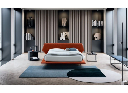 Tweepersoonsbed Bedden Ontwerp Bekleed Slaapkamer 200x200cm Modern Houten Bed Italië