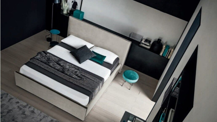 Italiaanse meubelontwerp bed slaapkamer bedden leer hotel luxe bekleding nieuw
