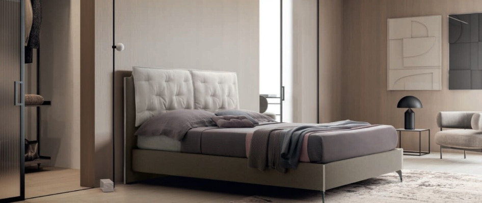 Ontwerperbed Slaapkamer Bedden Textiel Hotel Luxe Stof Bekleding Zit Italië