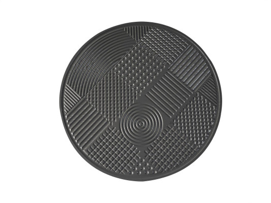 Originele zwarte ronde salontafel met een gesneden tafelblad.