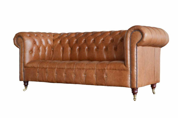 Chesterfield bank 3-zits gestoffeerde banken banken bank driepersoons bruin