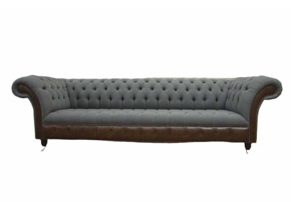 Engelse Chesterfield luxe textiele sofa 4-zits sofa gestoffeerd design stoffen banken