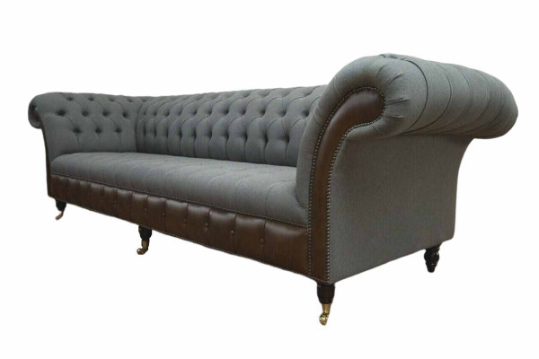 Engelse Chesterfield luxe textiele sofa 4-zits sofa gestoffeerd design stoffen banken