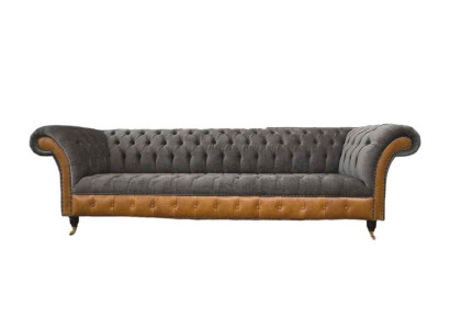 Bankstel 4-zits Chesterfield luxe bank Big Couchen bekleding 300 cm Design
