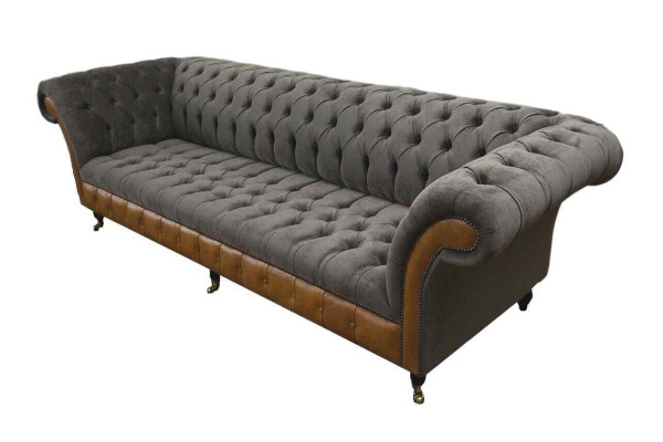 Bankstel 4-zits Chesterfield luxe bank Big Couchen bekleding 300 cm Design