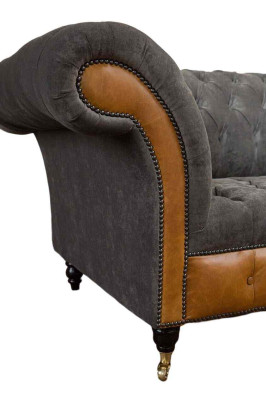 Bankstel 4-zits Chesterfield luxe bank Big Couchen bekleding 300 cm Design