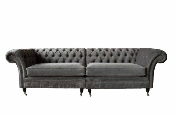 Chesterfield vierzitsbank 4-zitsbanken Stof Polyester Grijs Meubels