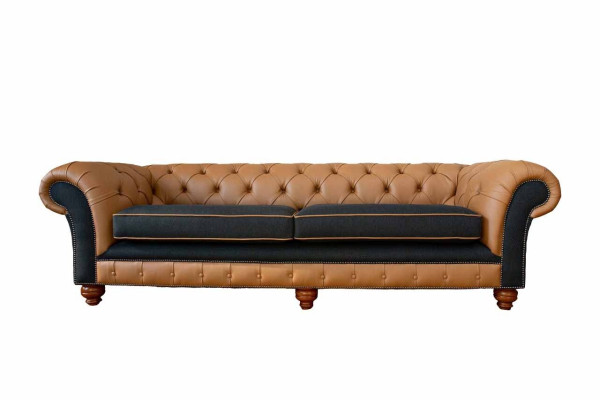 Stijlvolle 4-zits woonkamer bank gestoffeerde bank big sofa Chesterfield leer textiel nieuw
