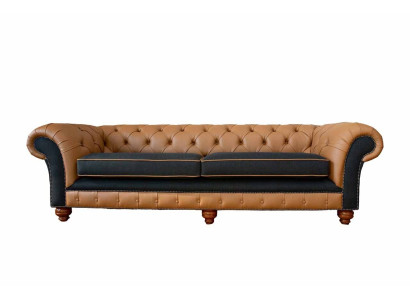 Stijlvolle 4-zits woonkamer bank gestoffeerde bank big sofa Chesterfield leer textiel nieuw