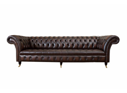 Ledersofa Bank 4-zits Bank Luxe Klassieke Leren Chesterfield Banken
