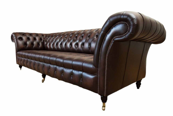 Ledersofa Bank 4-zits Bank Luxe Klassieke Leren Chesterfield Banken