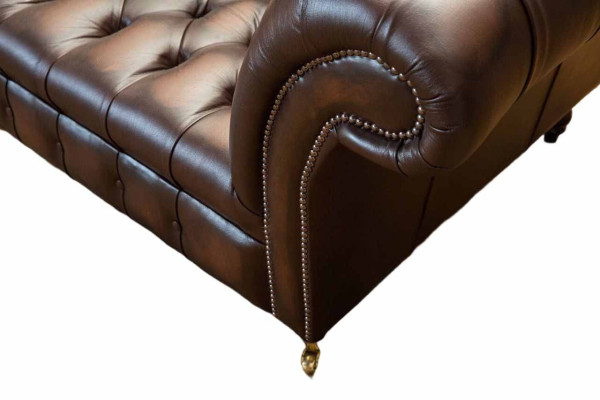 Ledersofa Bank 4-zits Bank Luxe Klassieke Leren Chesterfield Banken