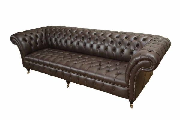 Bankstel 4-zits Chesterfield bank Luxe 245 cm leren bankmeubels