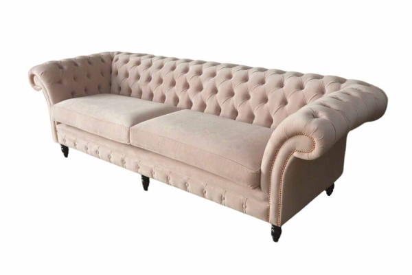 Rosa vierzits gestoffeerde bank, 4-zits meubel, grote banken, sofa 245cm nieuw