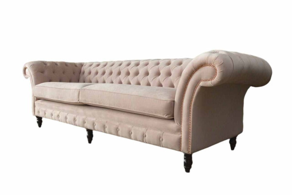 Rosa vierzits gestoffeerde bank, 4-zits meubel, grote banken, sofa 245cm nieuw