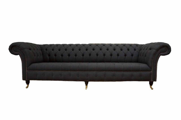 Chesterfield bankstel 4-zits zwart stof woonkamer design bank bekleding