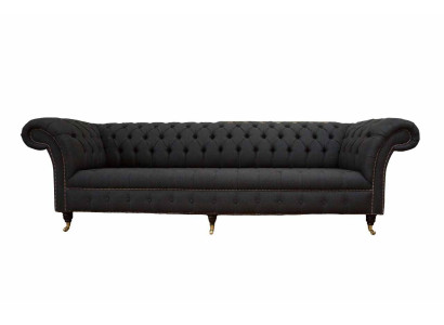 Chesterfield bankstel 4-zits zwart stof woonkamer design bank bekleding