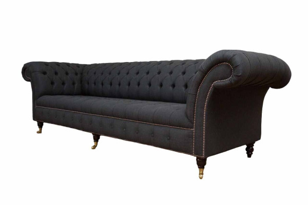 Chesterfield bankstel 4-zits zwart stof woonkamer design bank bekleding