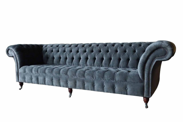 Vierzitsbank 4-zitsbanken Modern Grijs Design Stof Chesterfield