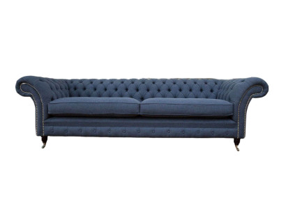 Ontwerpbank 4-zits bank Textiel Bekleding Blauw Sofas Chesterfield Nieuw