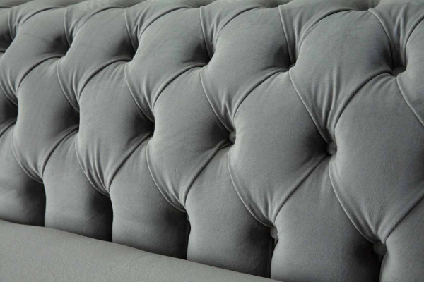 Bank 4-zits bank Chesterfield gestoffeerde zitting textiel grijs woonkamer