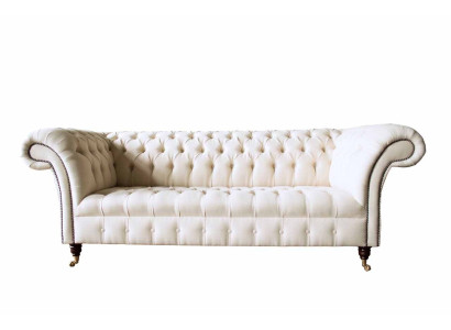 Chesterfield Sofa 3-Zits Designer Roze Banken Stof Bekleding Textiel