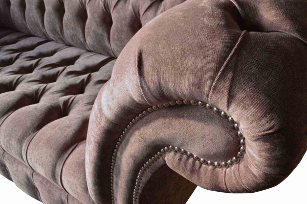 Chesterfield Bank Bank Bekleding Ontwerp 3 Zitsbanken Driepersoons Paars