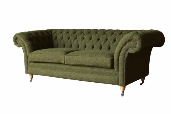 Engelse Chesterfield bank Bank kantoor meubels driezits fluweel 230 cm groen