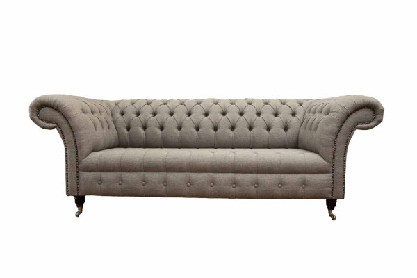 Beige Chesterfield Engelse klassieke stijl bankstel 3-zits gestoffeerd 230cm.