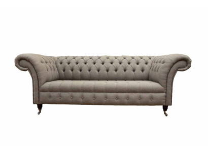 Beige Chesterfield Engelse klassieke stijl bankstel 3-zits gestoffeerd 230cm.