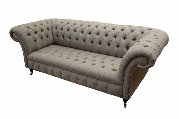 Beige Chesterfield Engelse klassieke stijl bankstel 3-zits gestoffeerd 230cm.