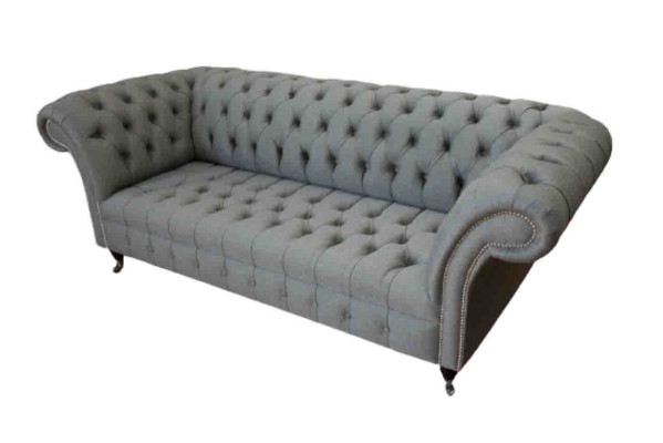 Bank 3-zits bank Stof Modern Luxe Grijs Chesterfield Nieuw