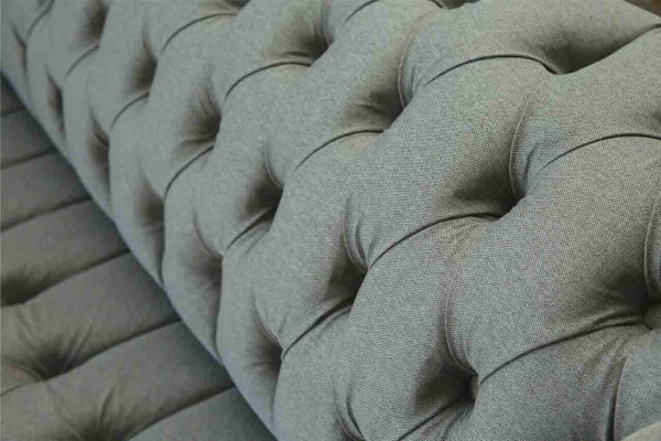 Bank 3-zits bank Stof Modern Luxe Grijs Chesterfield Nieuw