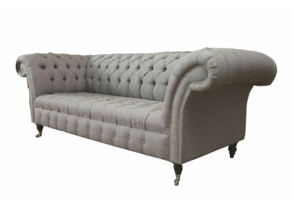 Chesterfield 3-zits gestoffeerde bank bank banken textiel moderne stijl grijs