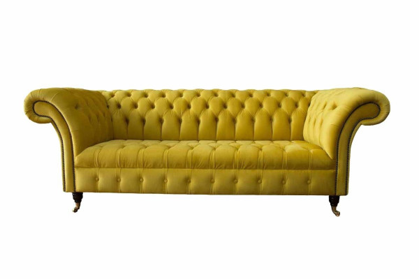 Chesterfield 3-zits gestoffeerde bank in bankstijl van textielweefsel nieuw