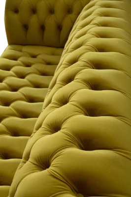 Chesterfield 3-zits gestoffeerde bank in bankstijl van textielweefsel nieuw
