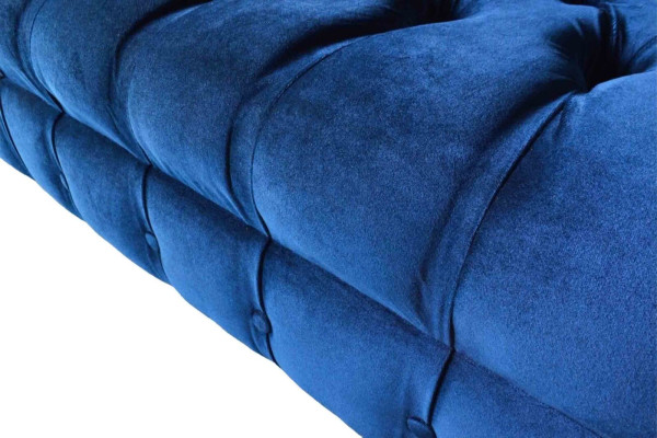 Blauwe Chesterfield driezits bank 3-zits banken Luxe textiel bankstellen.