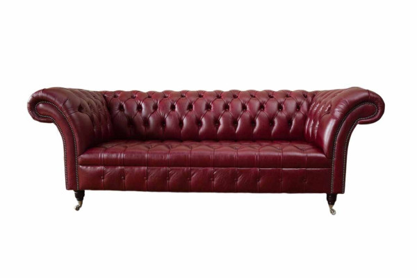 Chesterfield 3-zits leren bankstel bekleding luxe bruin bank meubels 230cm